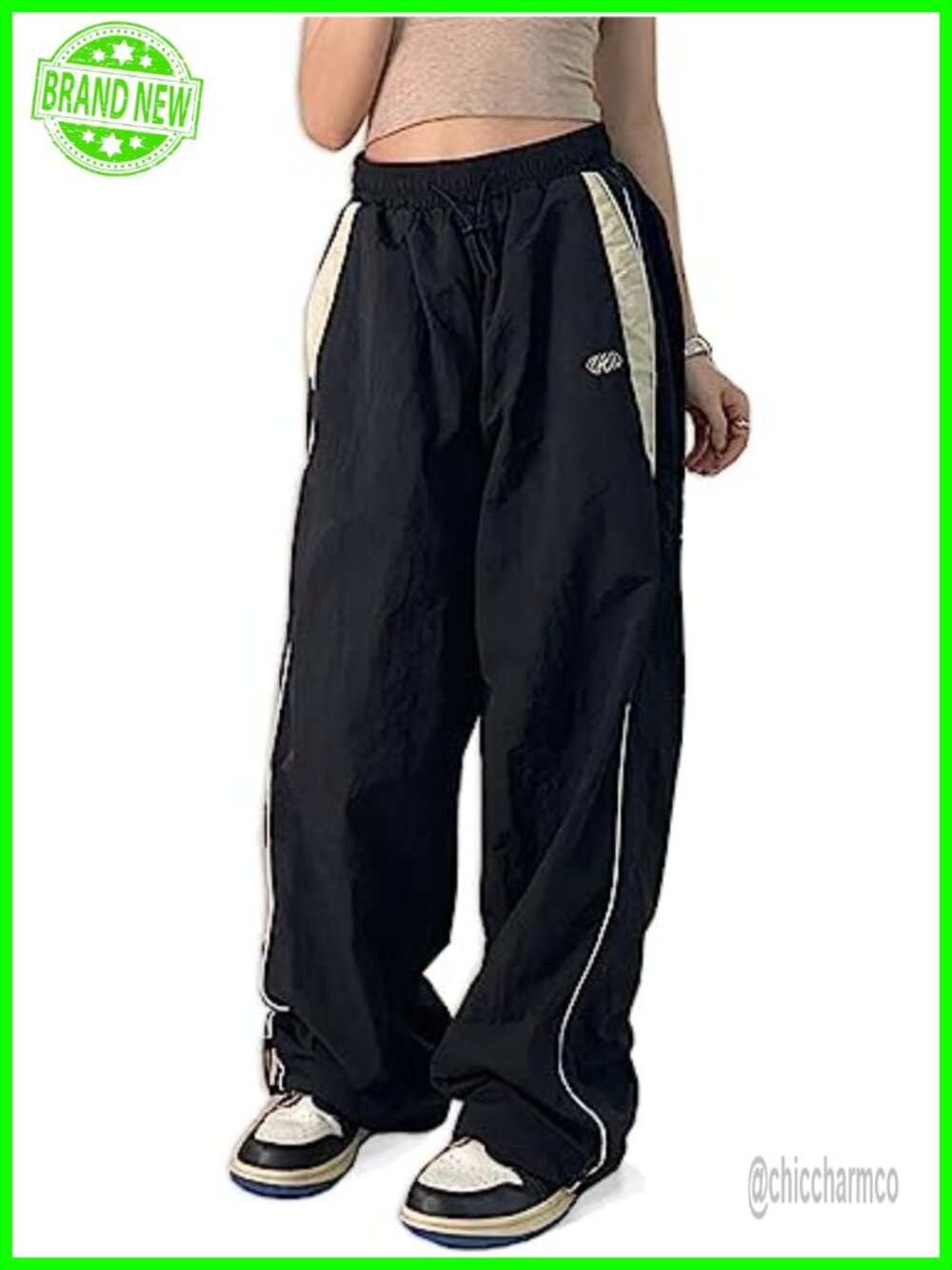 Y2K Baggy Wide Leg Parachute Pants for Women Vintage Sweatpants Cargo